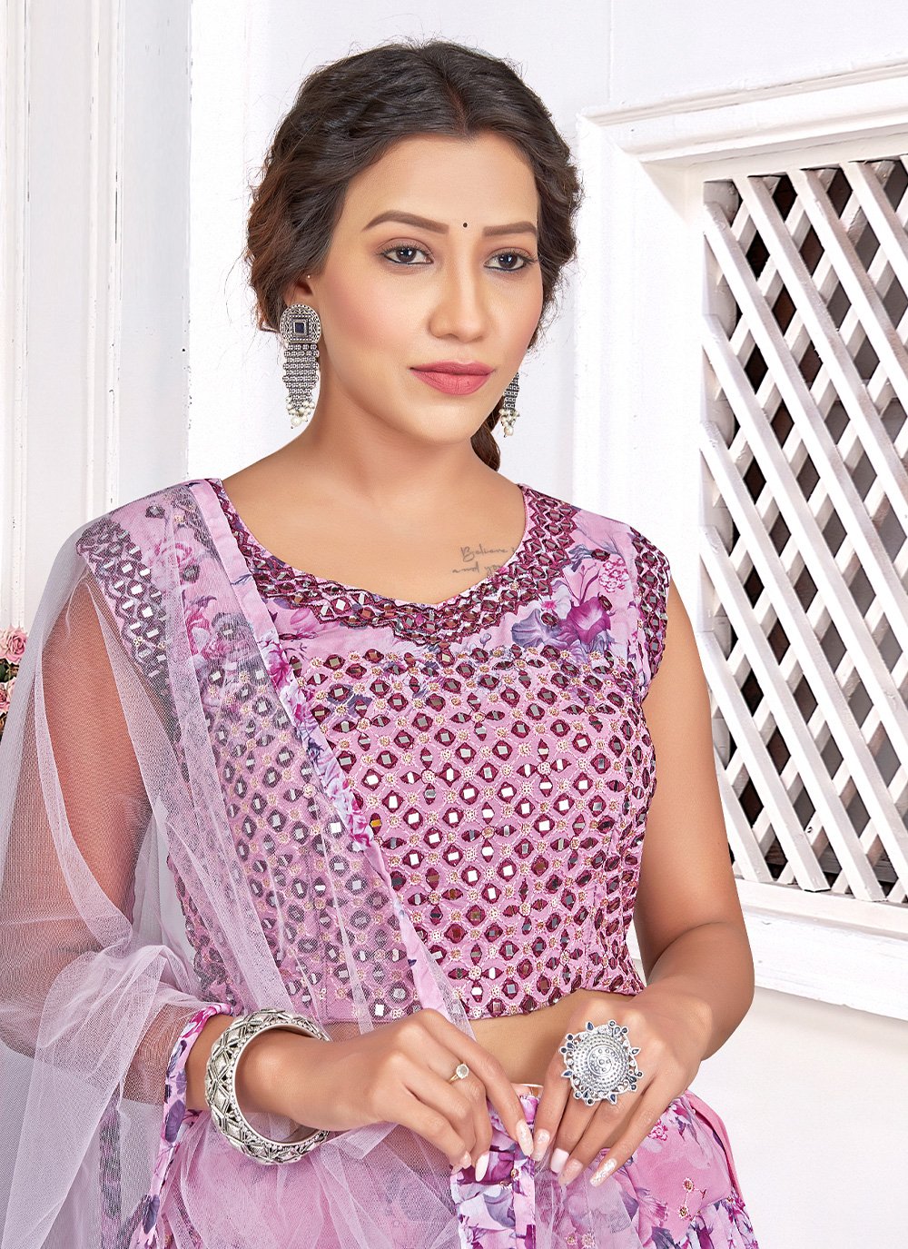 Readymade Lehenga Choli Georgette Pink Embroidered Lehenga Choli