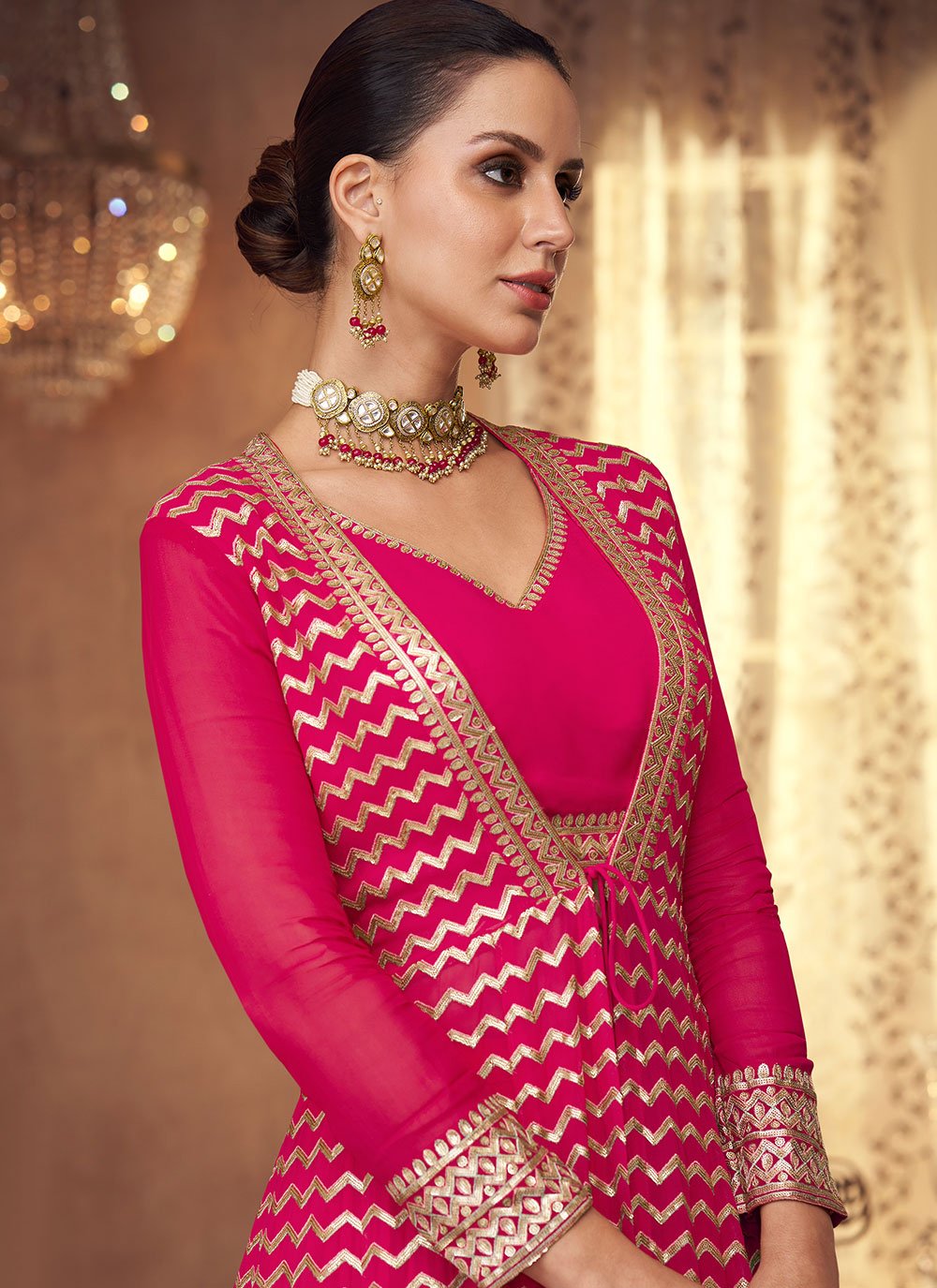 Salwar Suit Georgette Pink Embroidered Salwar Kameez