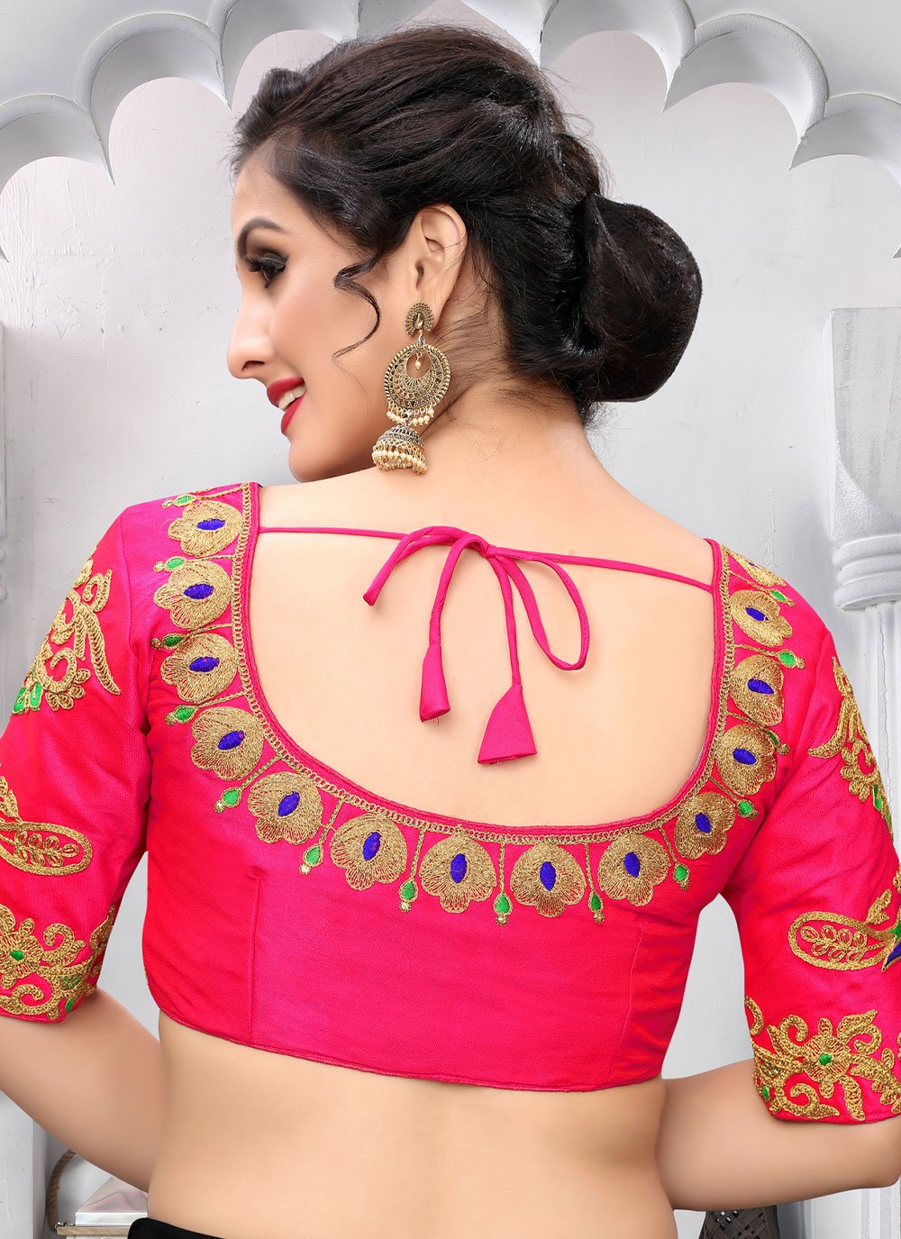 Blouse Silk Pink Embroidered Blouse