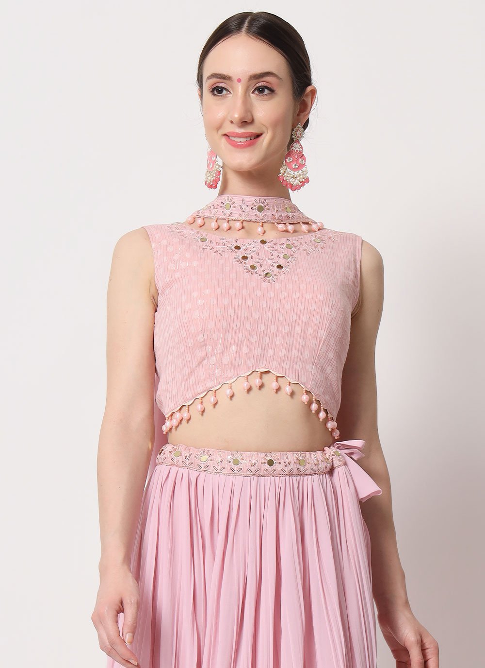 Lehenga Choli Georgette Pink Plain Lehenga Choli