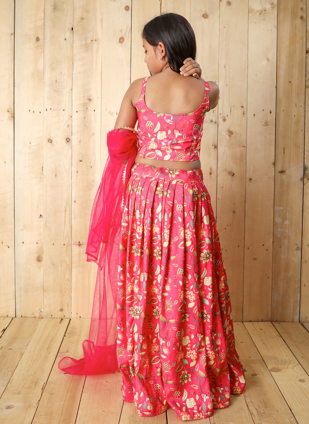 Lehenga Choli Silk Pink Digital Print Kids