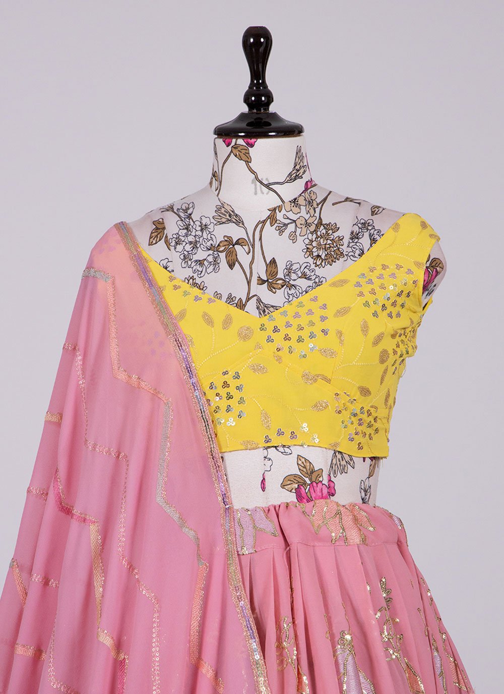 Lehenga Choli Georgette Pink Embroidered Lehenga Choli