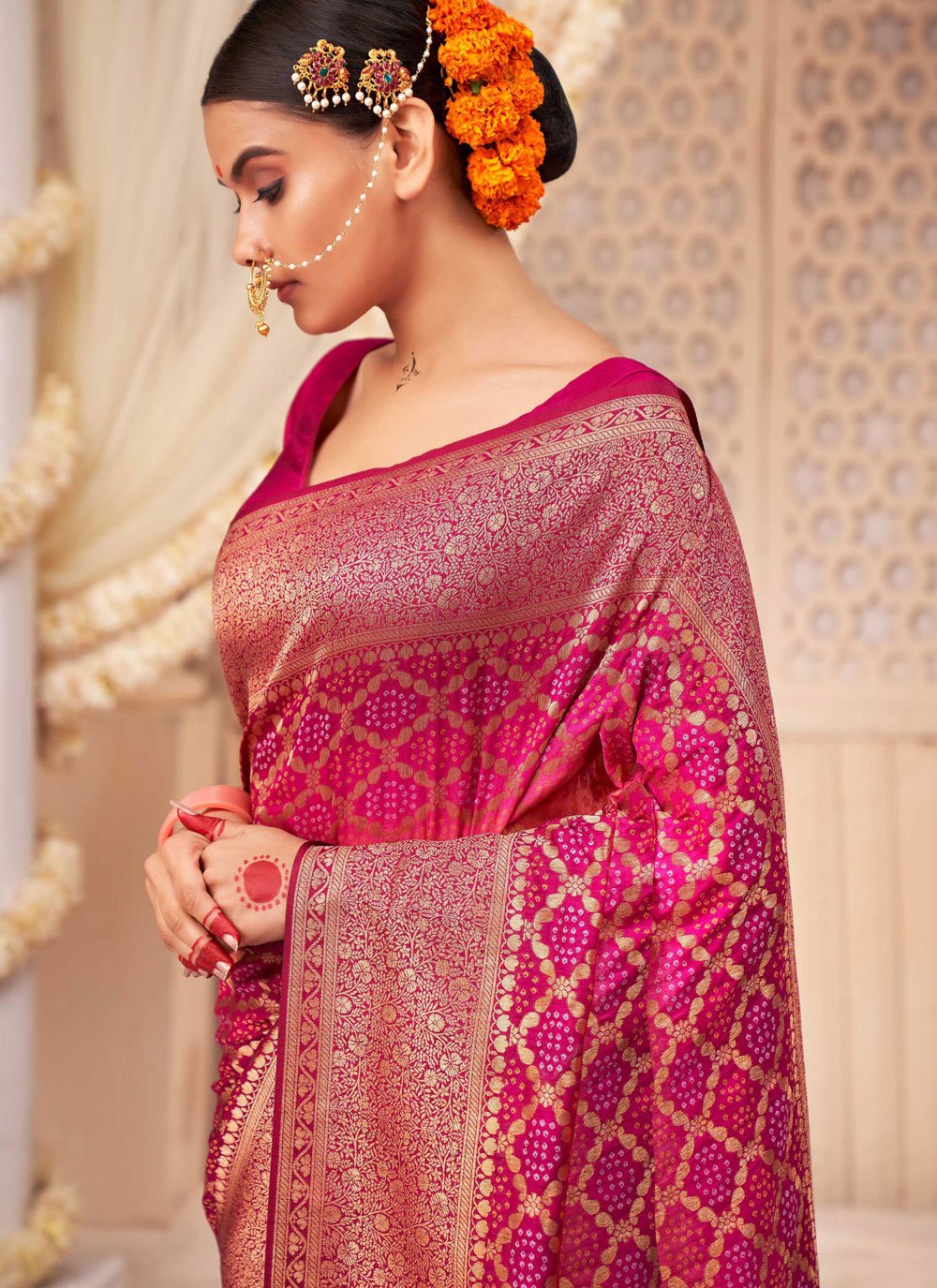 Trendy Saree Raw Silk Pink Woven Saree