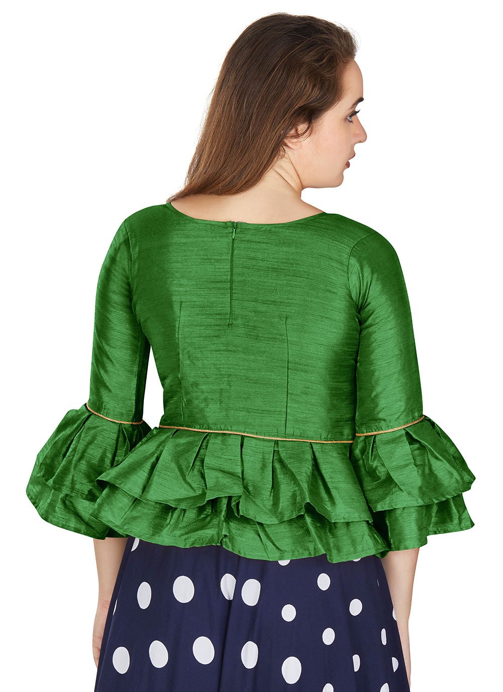 Blouse Art Silk Green Plain Blouse