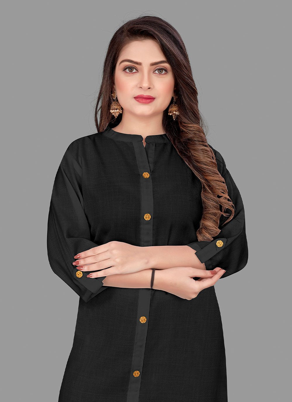Casual Kurti Cotton Black Plain Kurtis