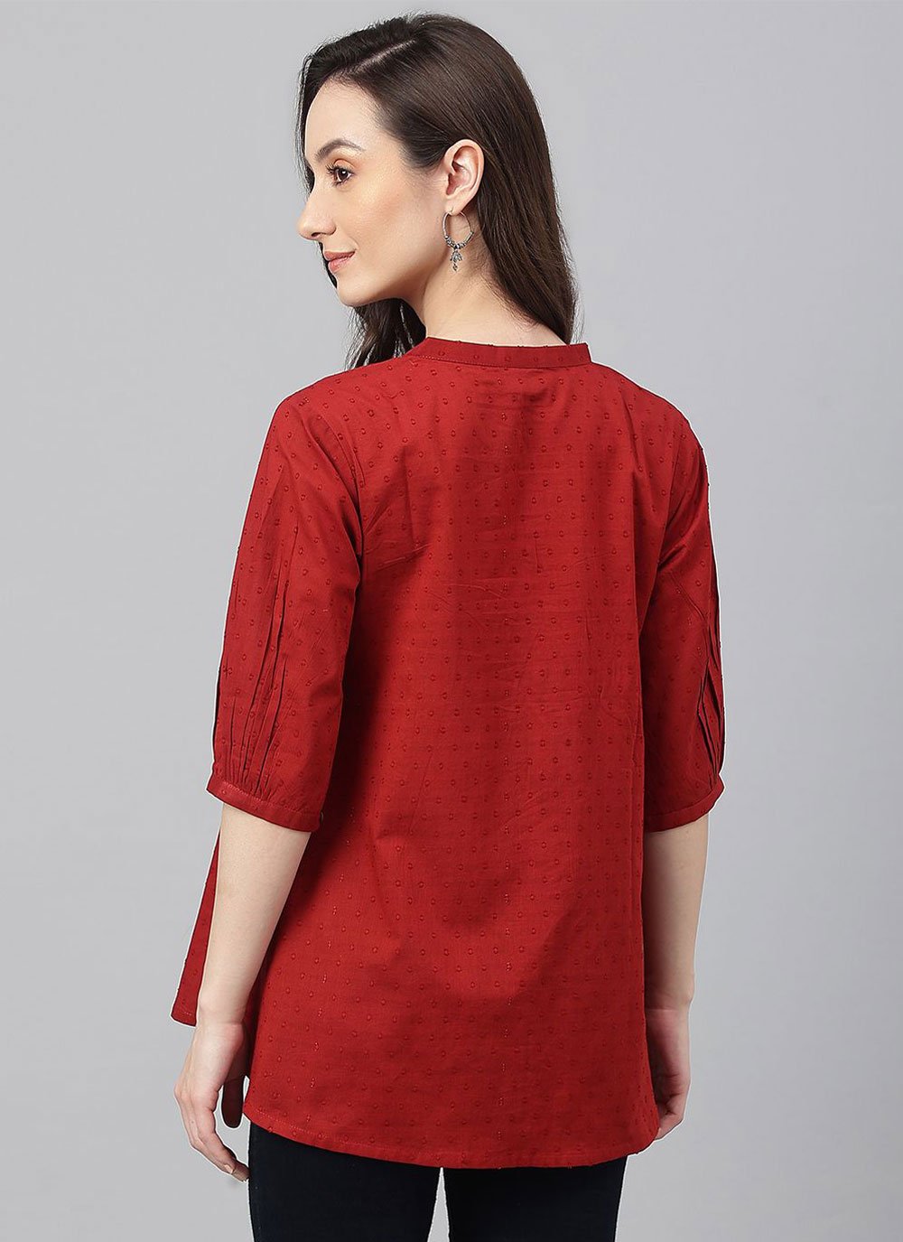 Casual Kurti Cotton Maroon Plain Kurtis