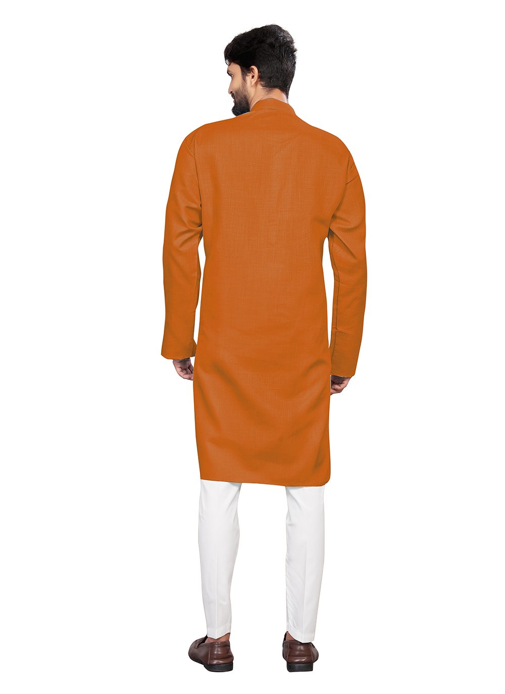Kurta Pyjama Cotton Mustard Plain Mens