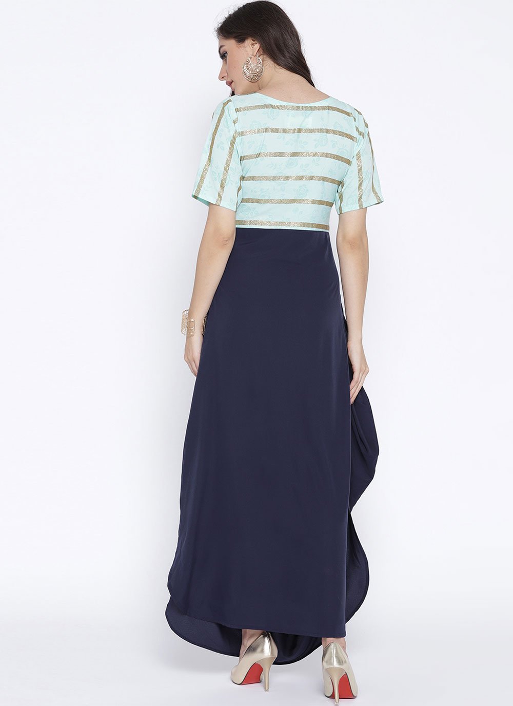 Casual Kurti Crepe Silk Aqua Blue Plain Kurtis