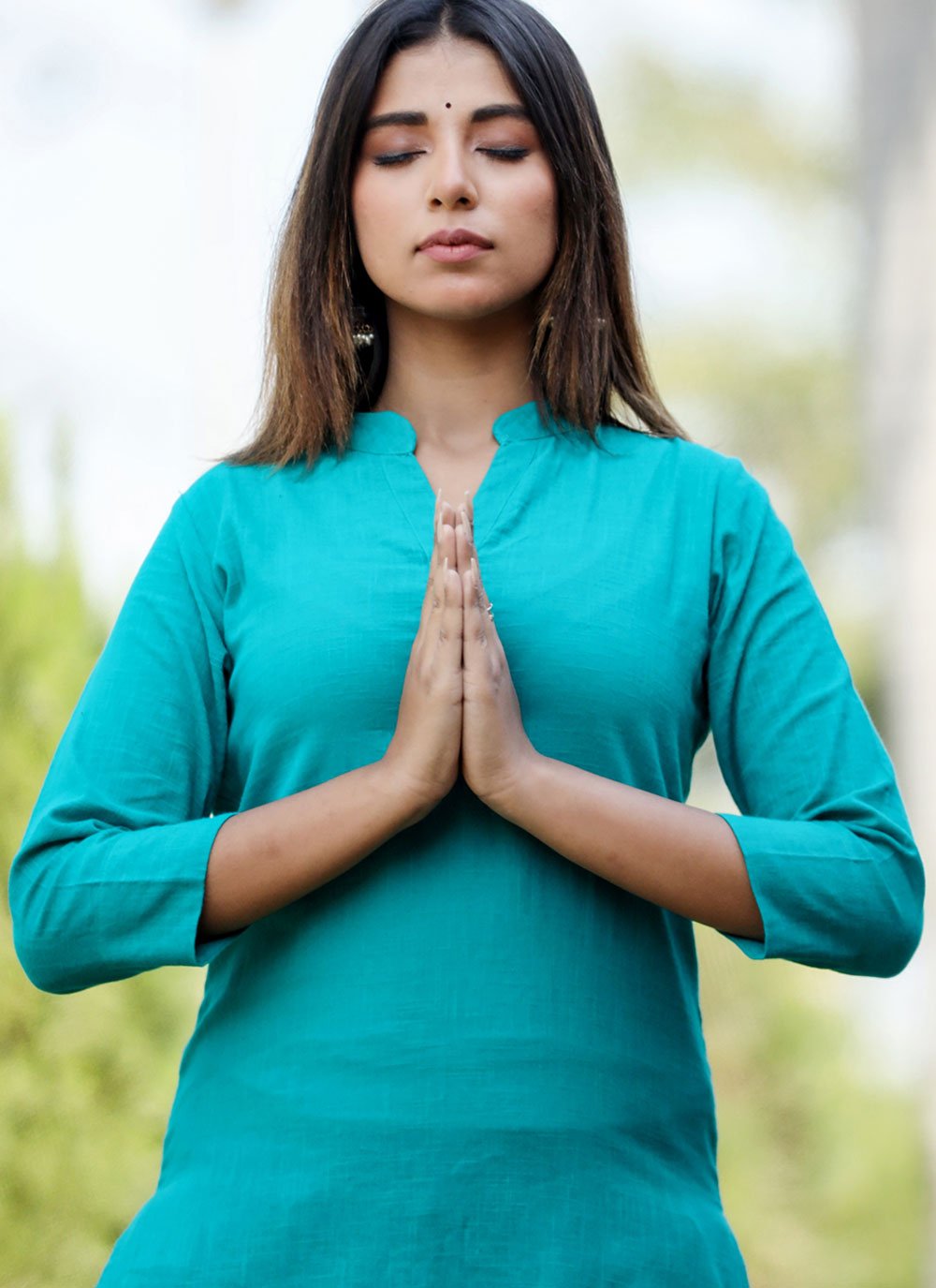 Casual Kurti Cotton Aqua Blue Plain Kurtis