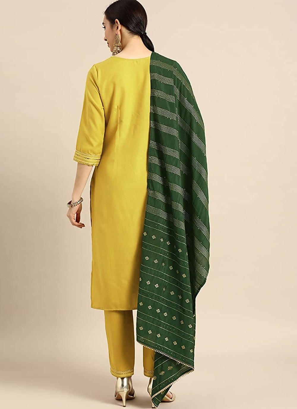 Salwar Suit Cotton Green Embroidered Salwar Kameez