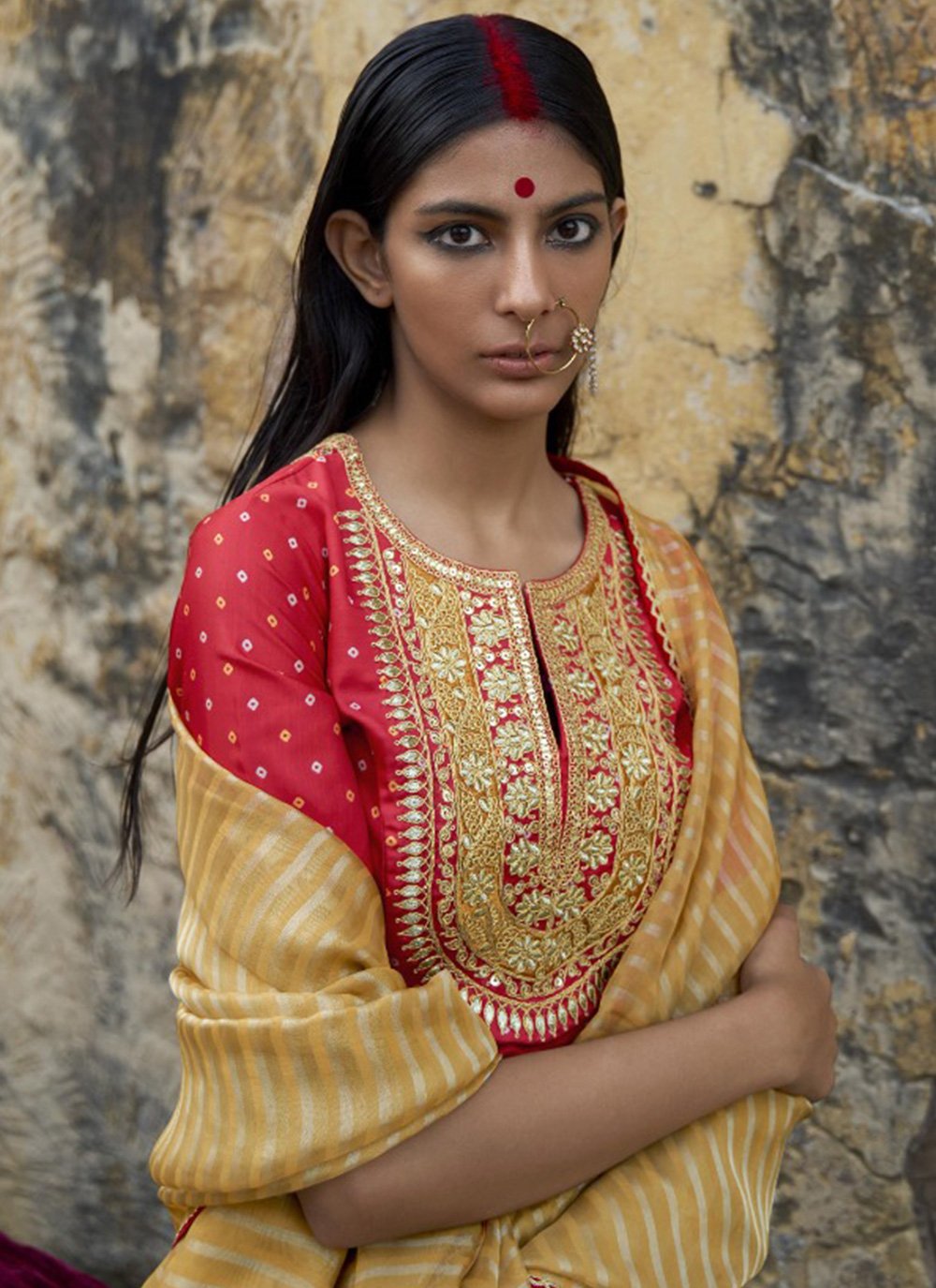 Classic Organza Yellow Plain Saree