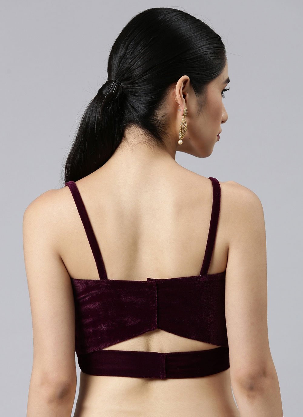 Designer Blouse Velvet Purple Plain Blouse