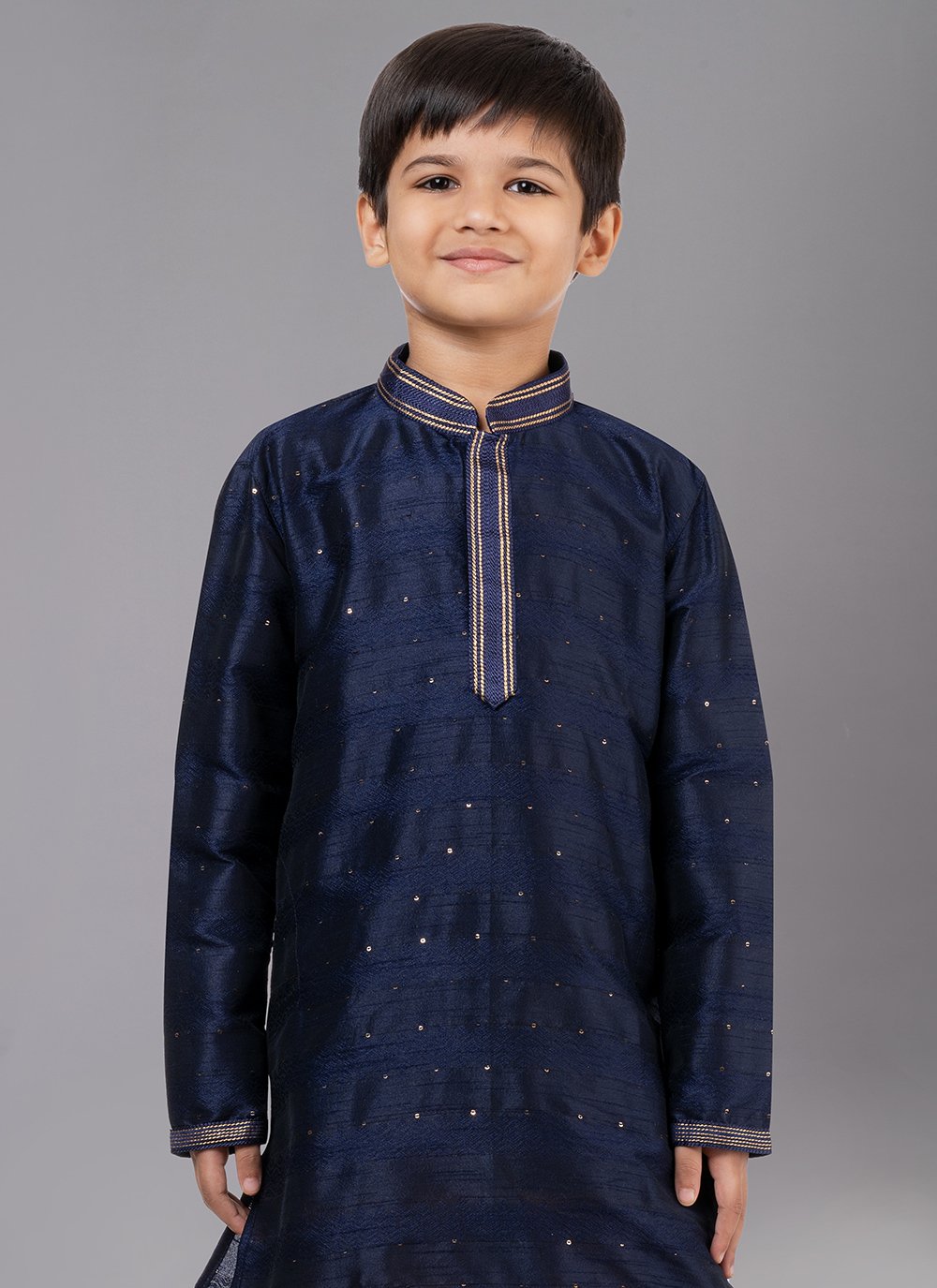 Kurta Pyjama Polly Cotton Blue Fancy Work Kids
