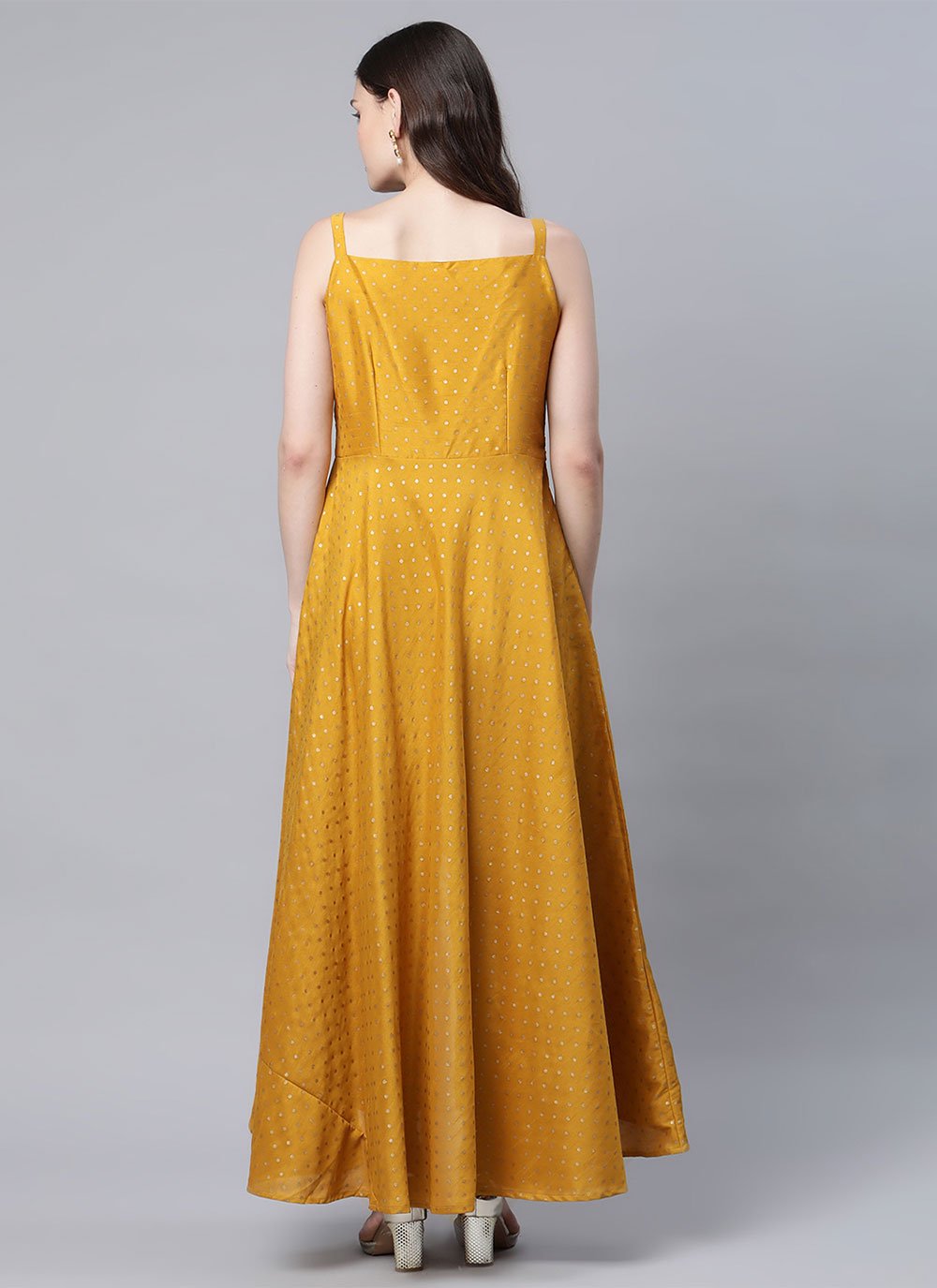 Casual Kurti Poly Silk Mustard Foil Print Kurtis