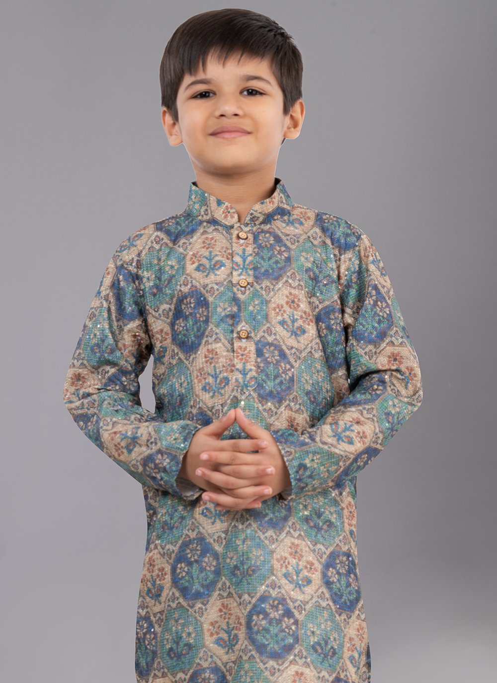 Kurta Pyjama Polyester Multi Colour Digital Print Kids