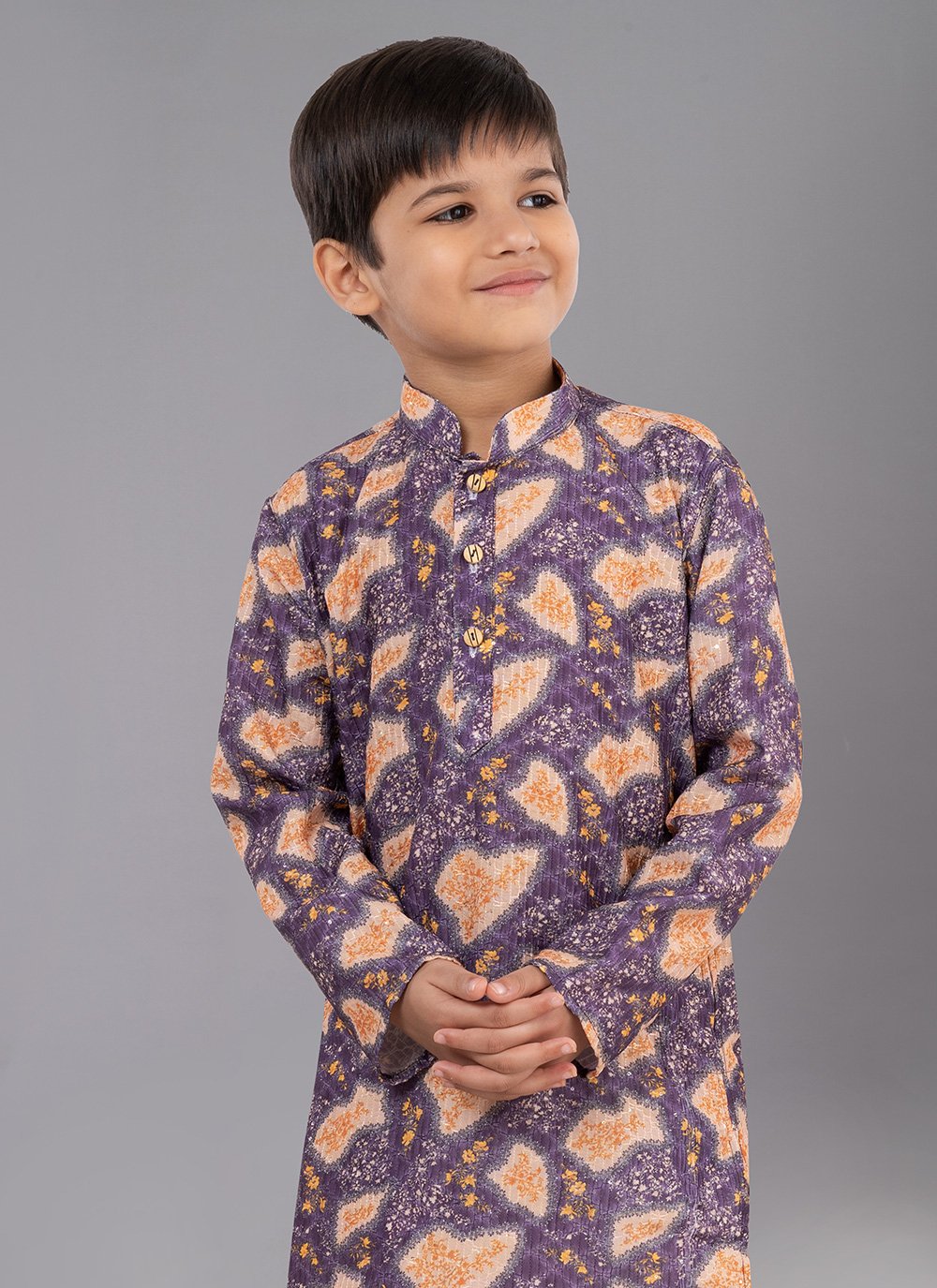 Kurta Pyjama Polyester Purple Digital Print Kids