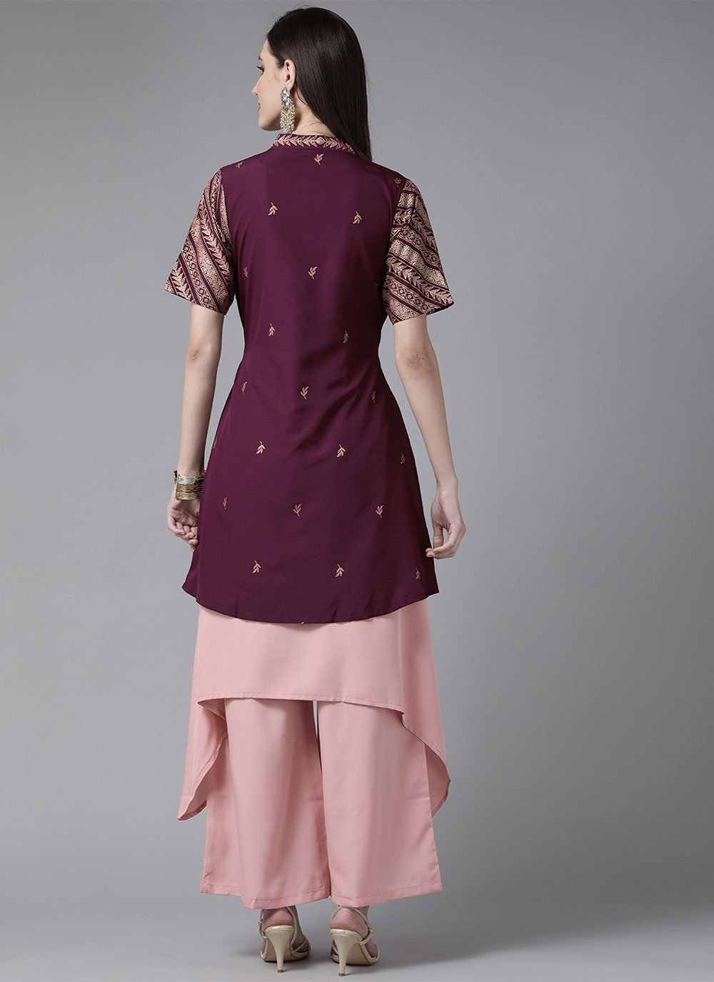 Casual Kurti Crepe Silk Burgundy Print Kurtis