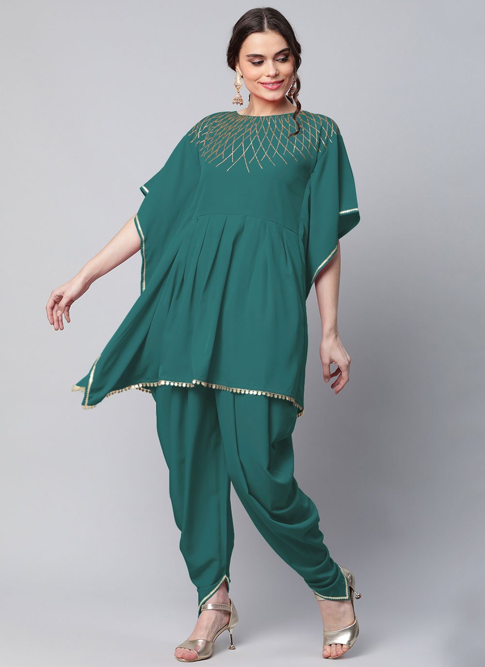 Designer Kurti Crepe Silk Aqua Blue Print Kurtis