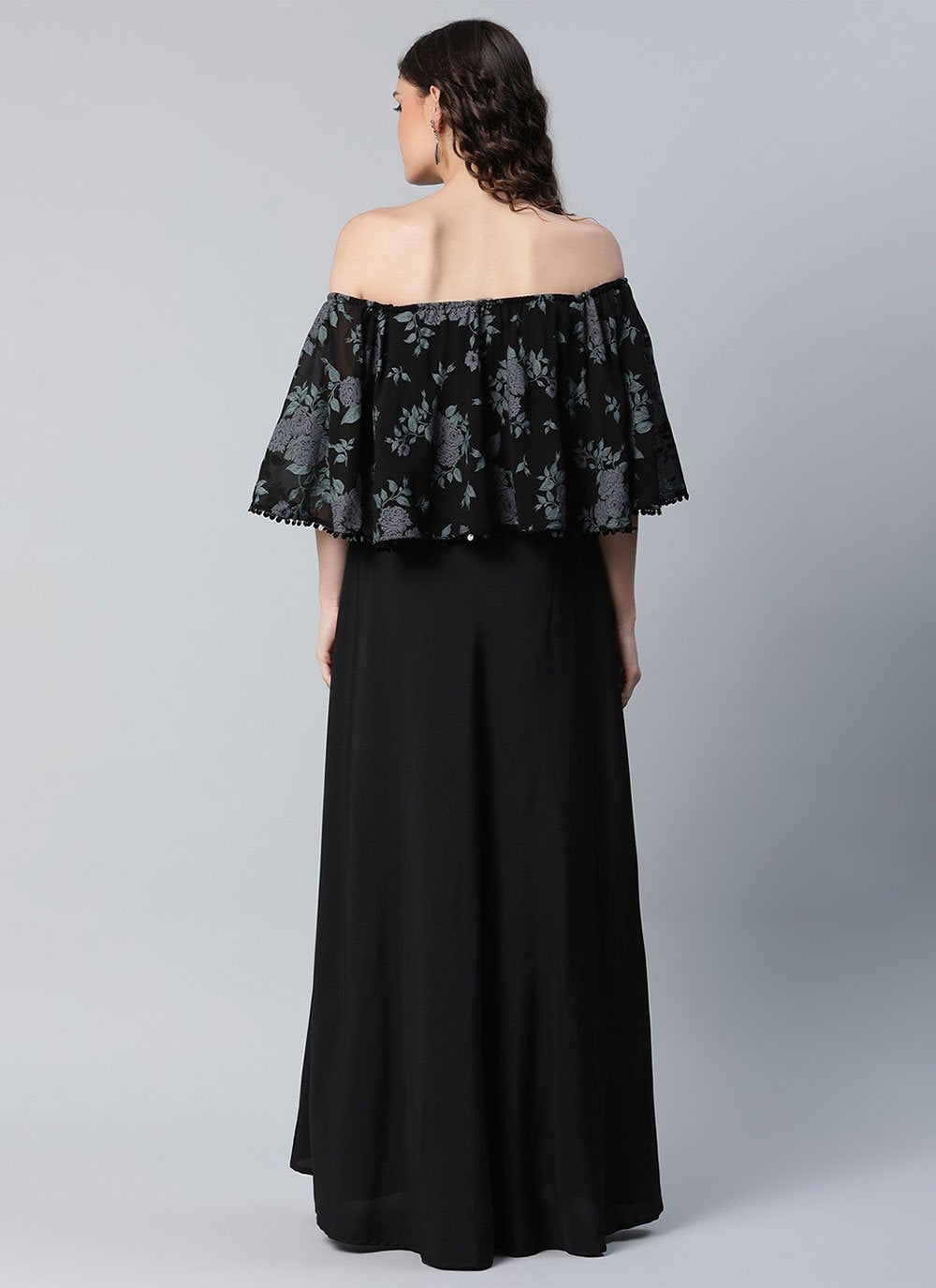 Designer Kurti Crepe Silk Black Print Kurtis