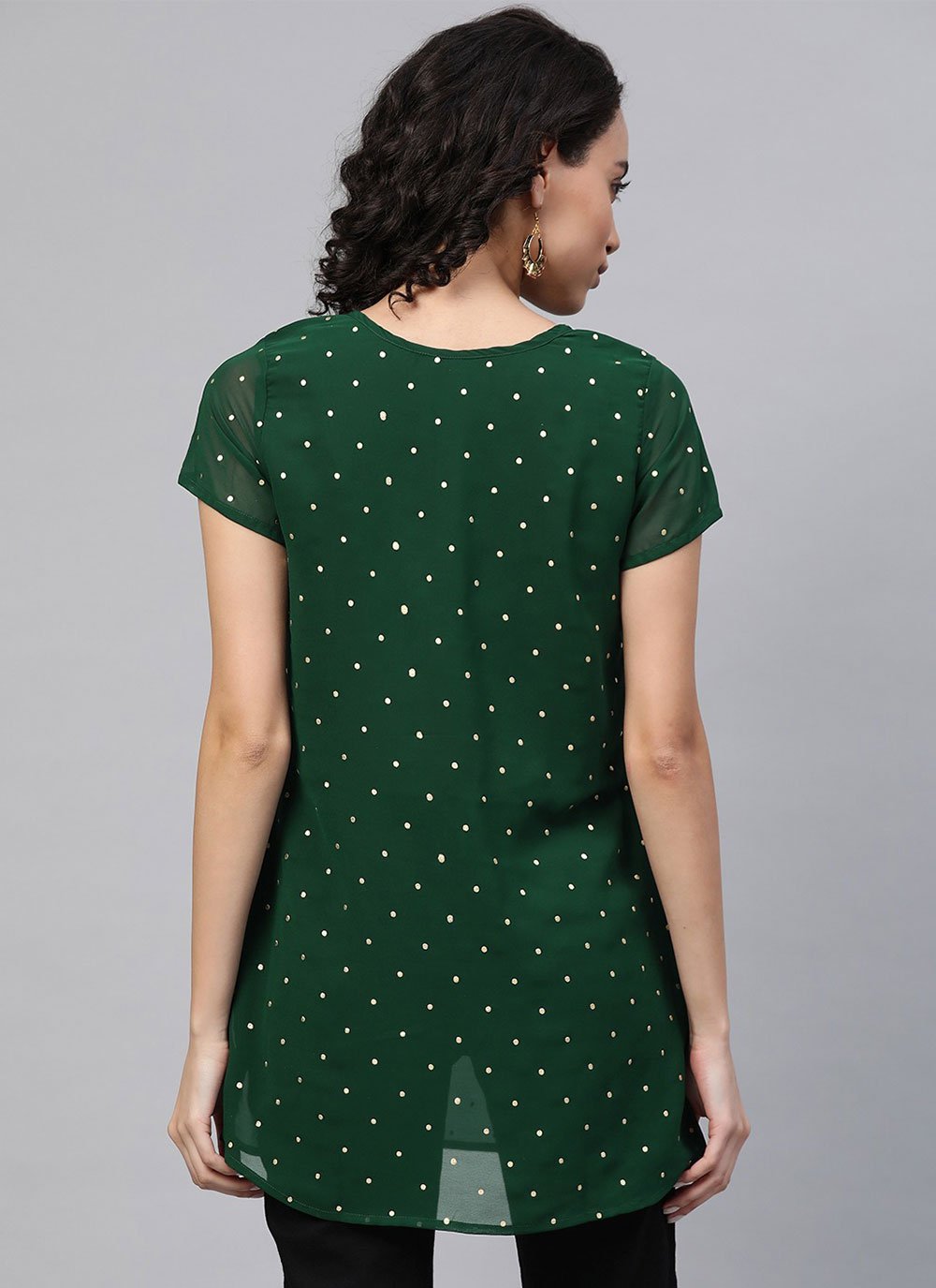 Casual Kurti Georgette Green Print Kurtis