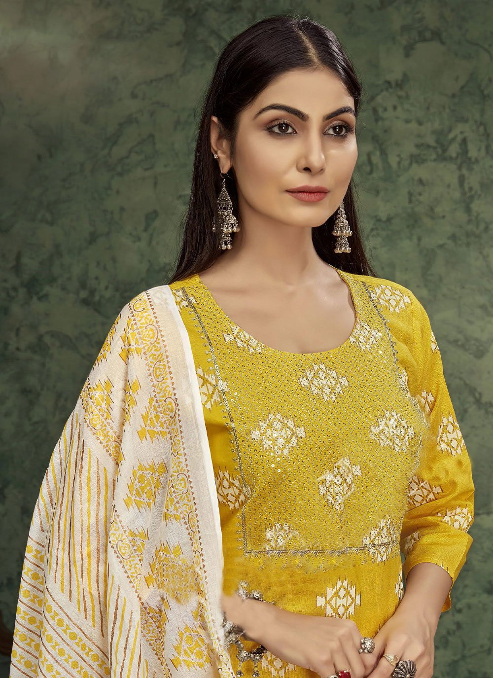 Salwar Suit Rayon Yellow Embroidered Salwar Kameez