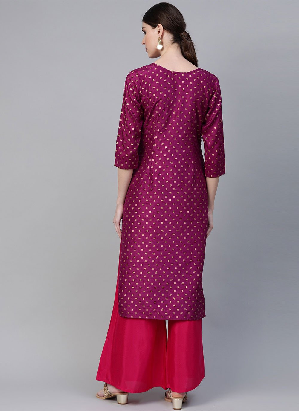 Casual Kurti Poly Silk Purple Print Kurtis