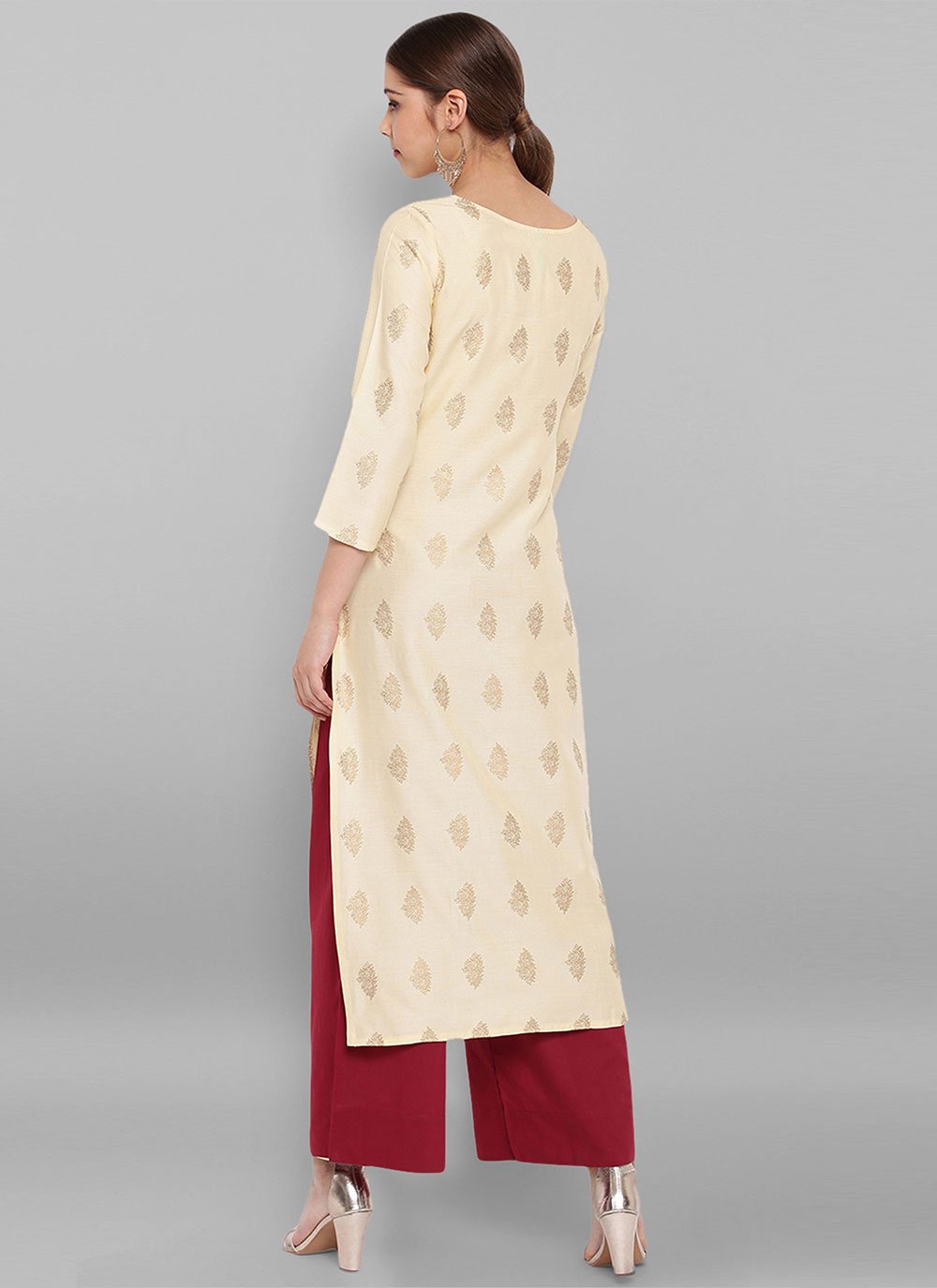 Casual Kurti Rayon Cream Print Kurtis