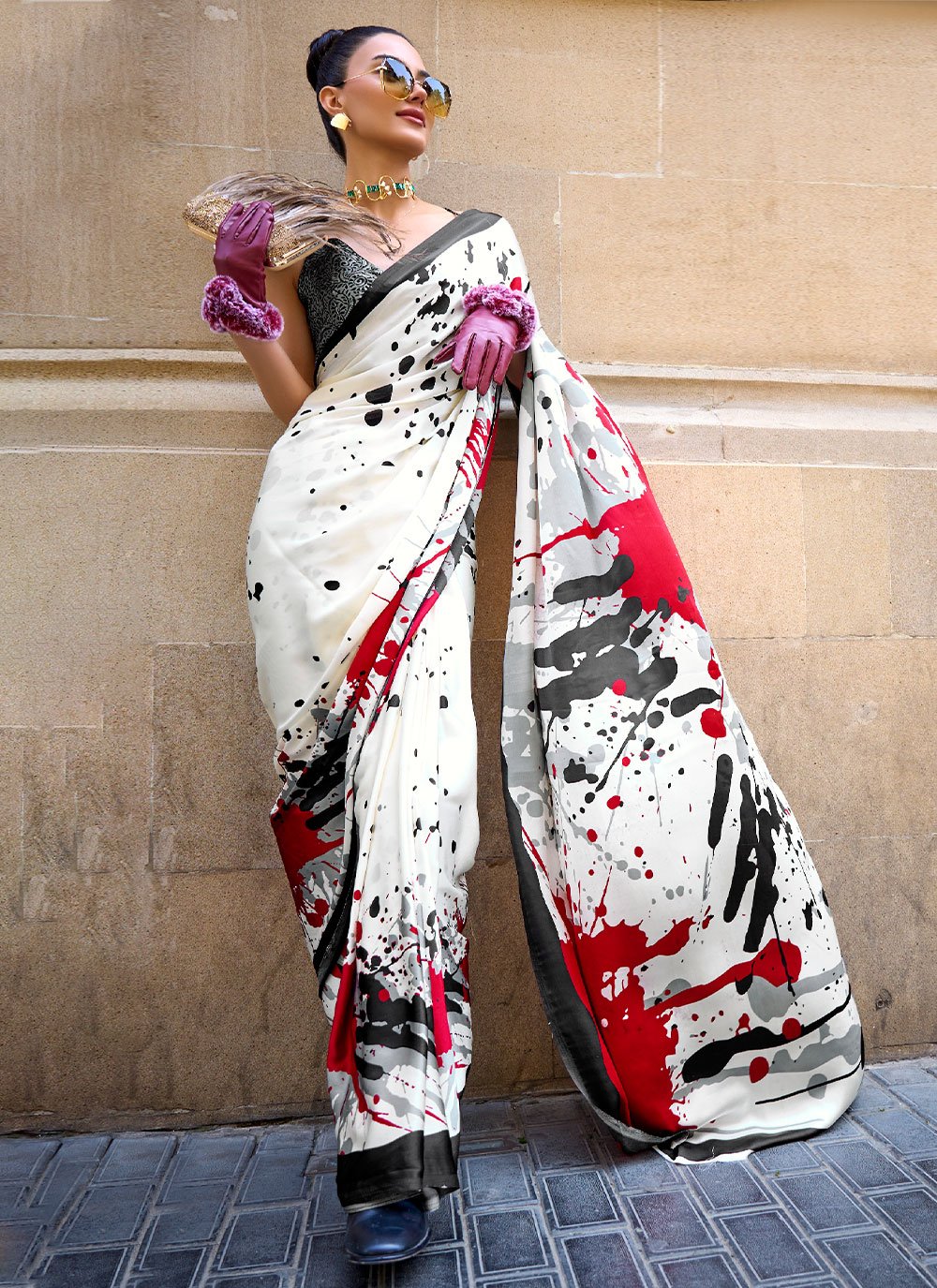 Trendy Saree Satin Multi Colour Print Saree