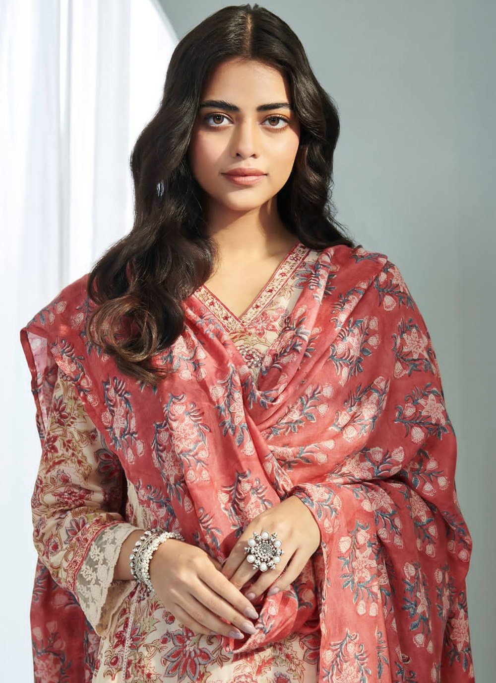 Designer Kurti Cotton Cream Fancy Work Kurtis