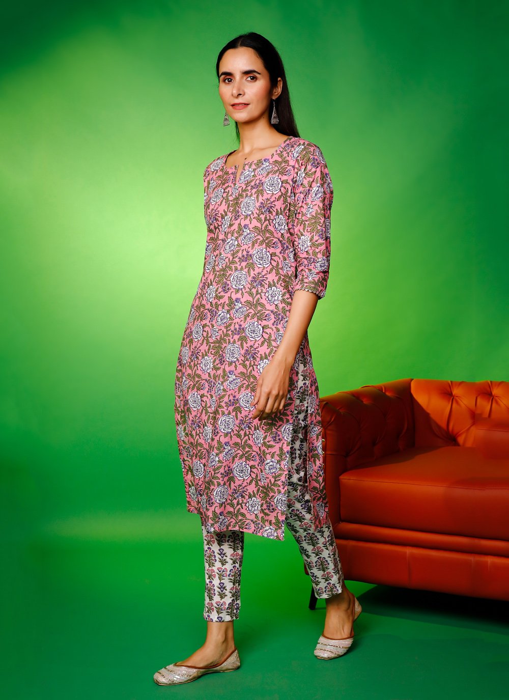 Pant Style Suit Cotton Pink Print Salwar Kameez