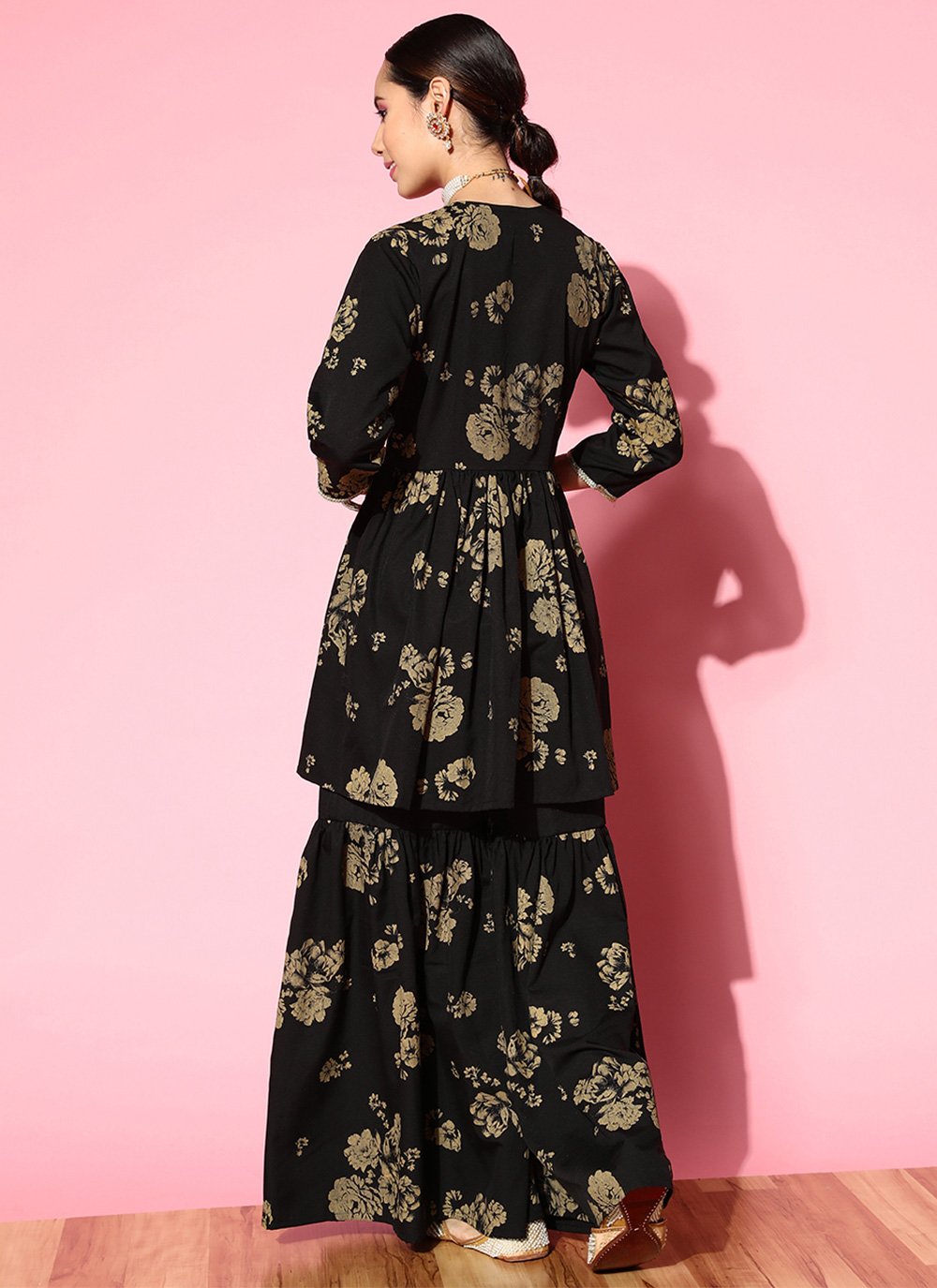 Casual Kurti Crepe Silk Black Print Kurtis