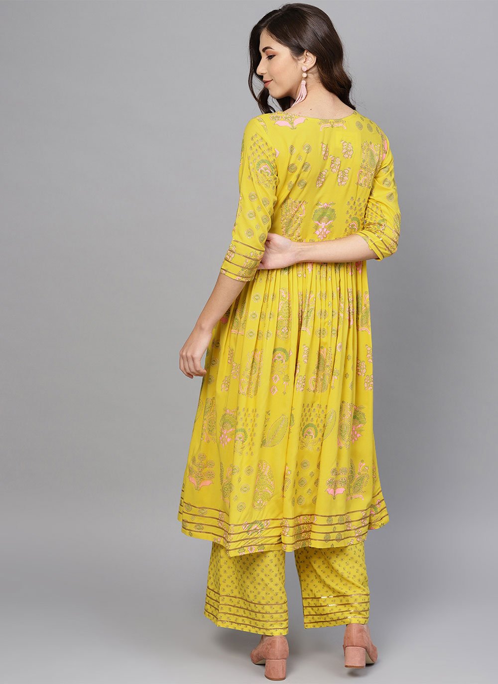 Designer Kurti Rayon Viscose Yellow Print Kurtis