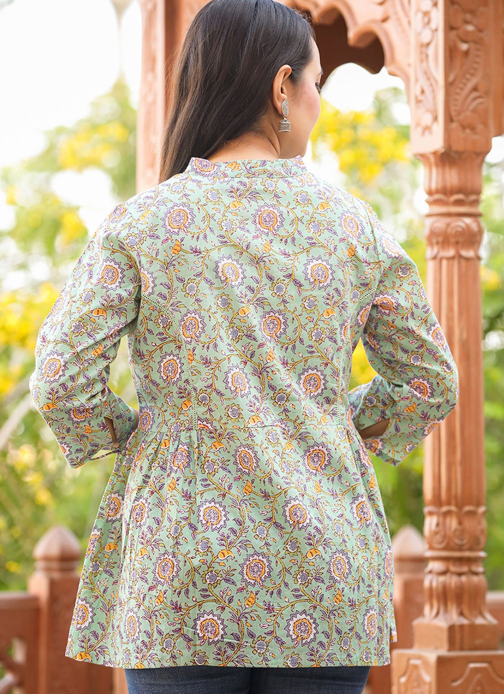 Casual Kurti Cotton Green Print Kurtis