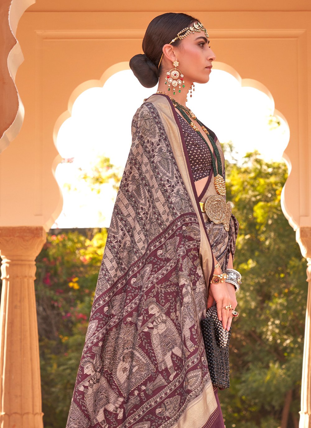 Classic Kanchipuram Silk Multi Colour Print Saree