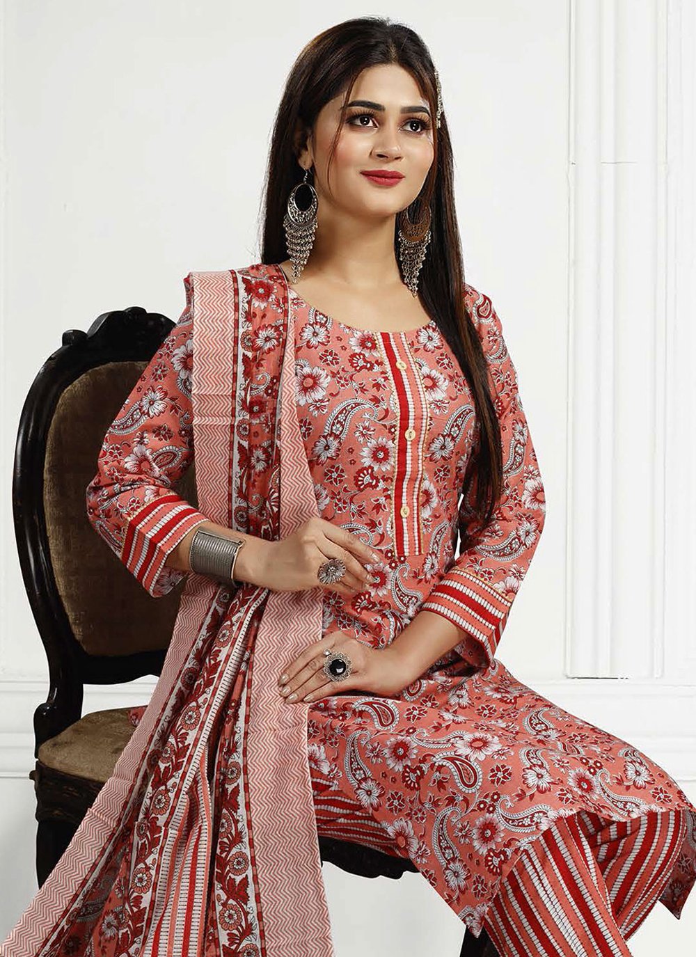 Salwar Suit Cotton Multi Colour Print Salwar Kameez
