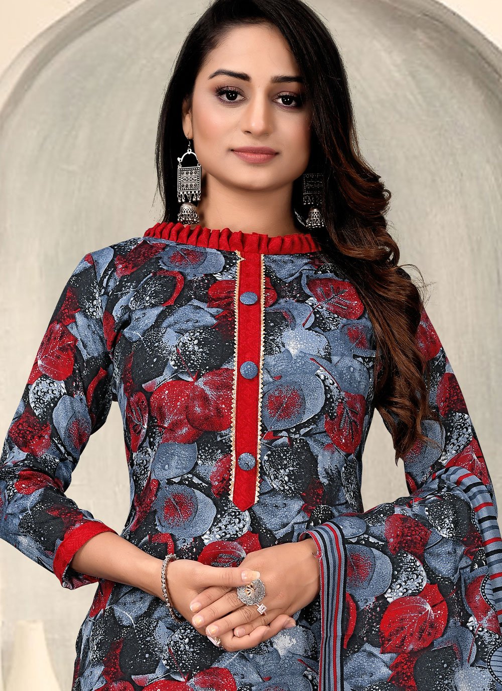 Palazzo Salwar Suit Pashmina Multi Colour Print Salwar Kameez