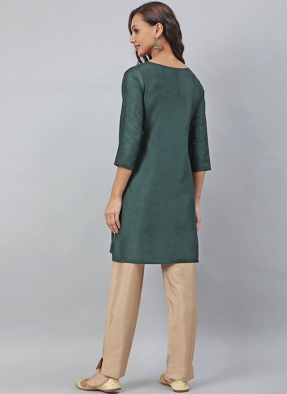 Salwar Suit Poly Silk Green Print Salwar Kameez