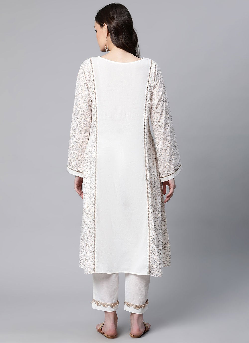 Party Wear Kurti Cotton White Print Kurtis