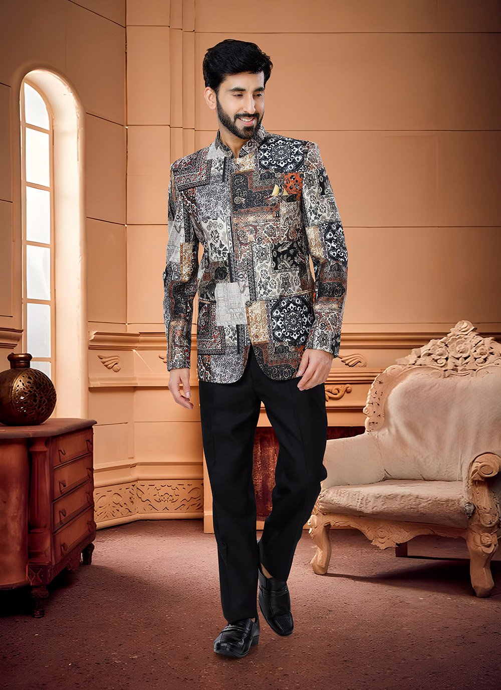 Jodhpuri printed blazer best sale