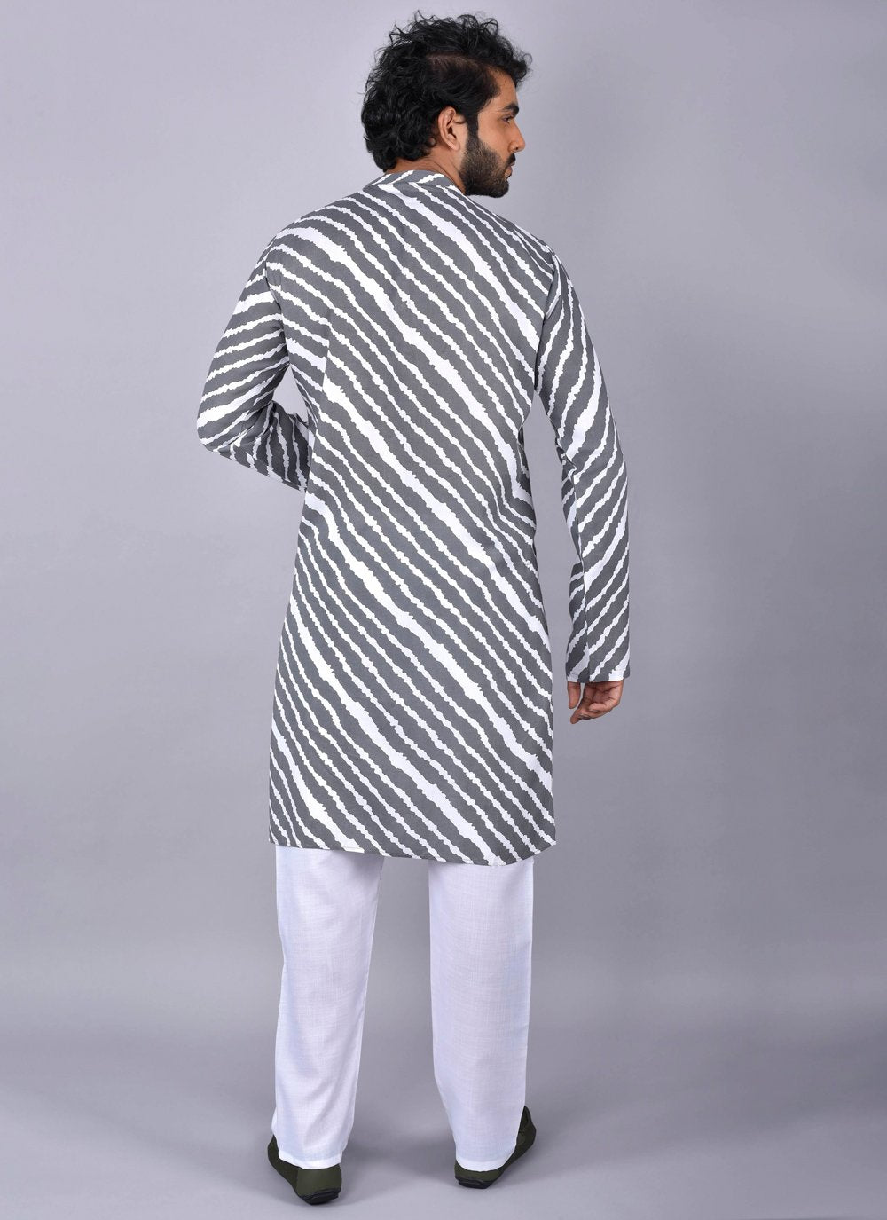 Kurta Pyjama Rayon Viscose Grey Print Mens