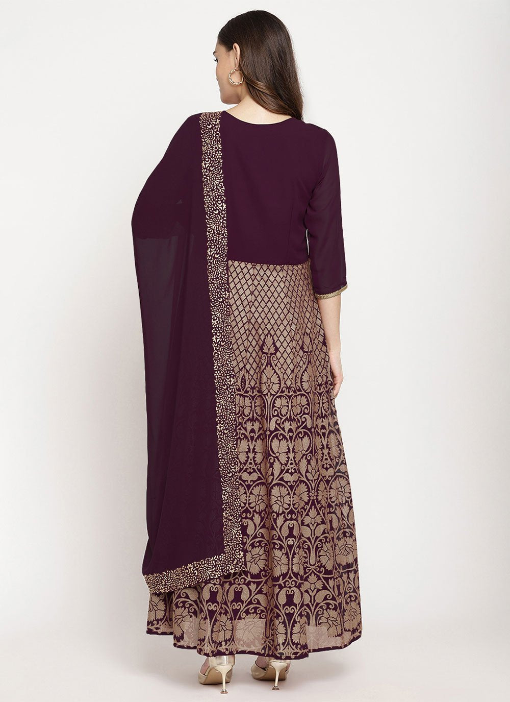 Designer Kurti Georgette Purple Print Kurtis