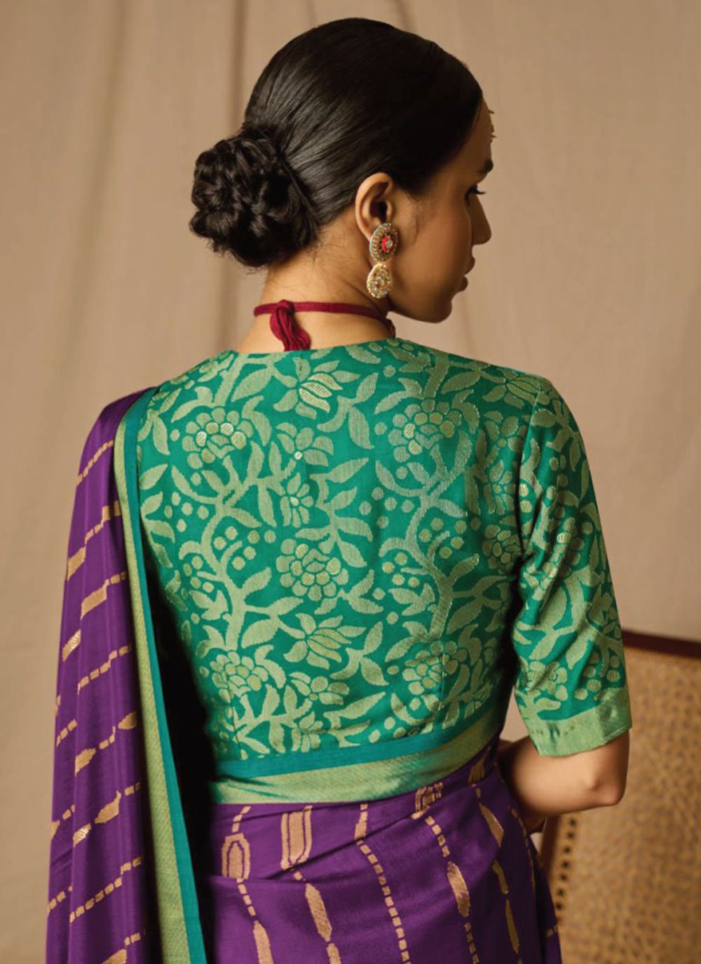 Contemporary Brasso Purple Woven Saree