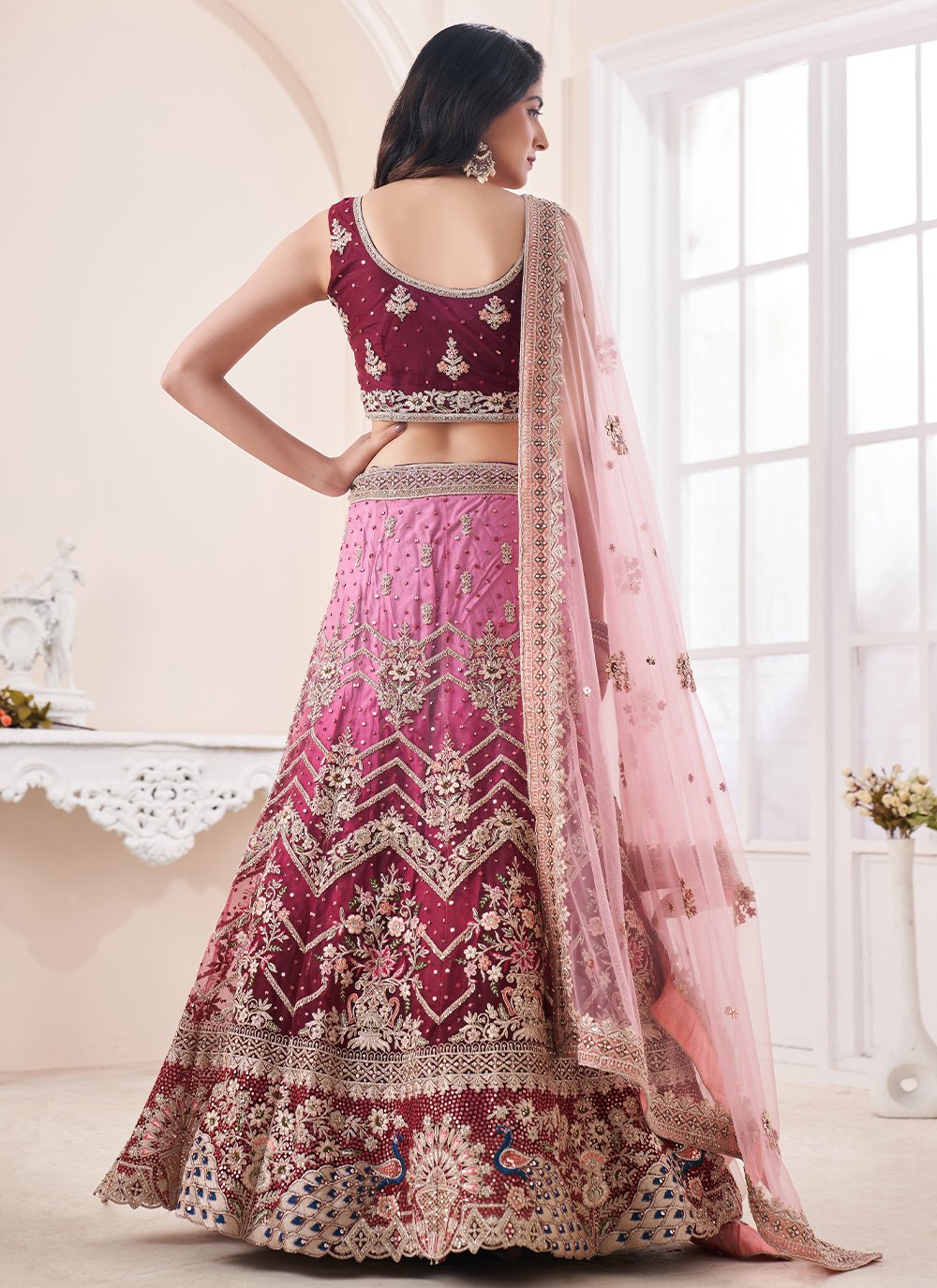 Lehenga Choli Art Silk Purple Dori Work Lehenga Choli