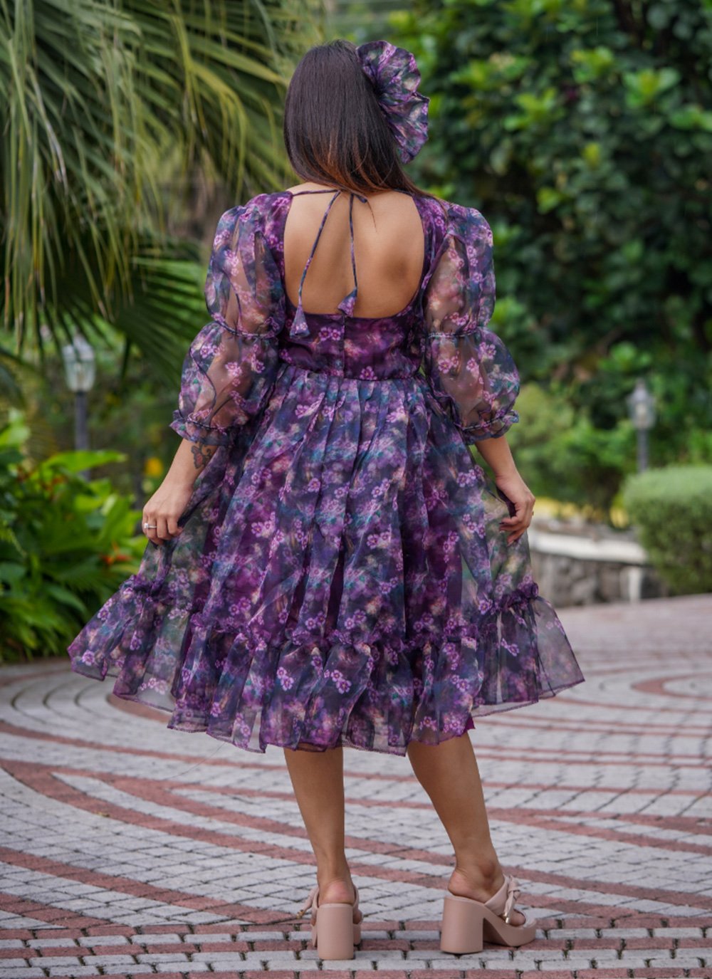 Gown Organza Purple Digital Print Gown