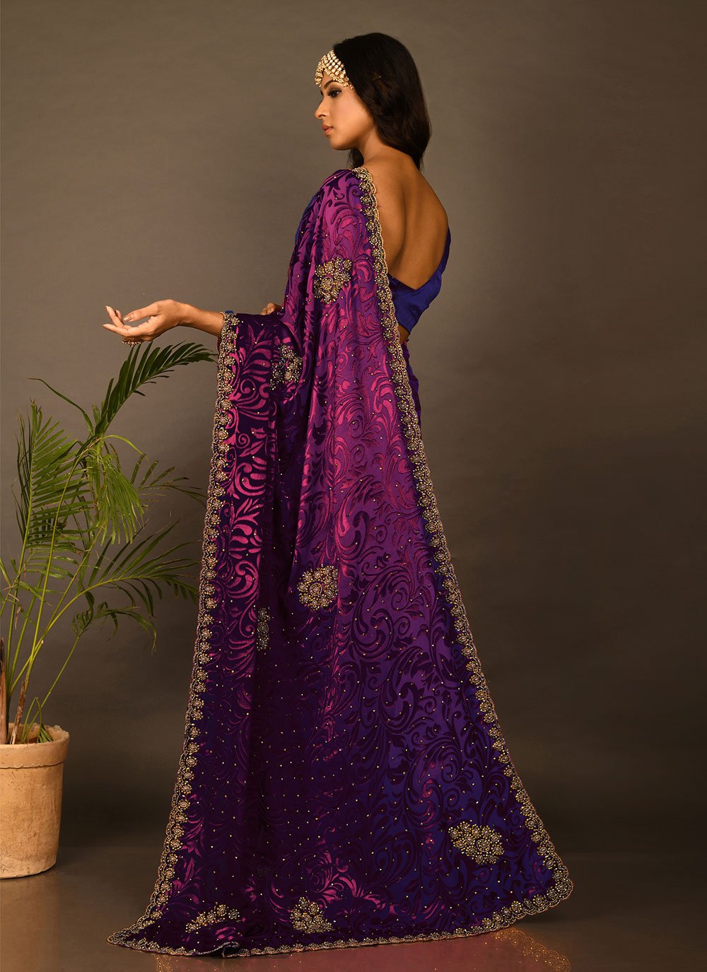 Traditional Saree Brasso Purple Embroidered Saree