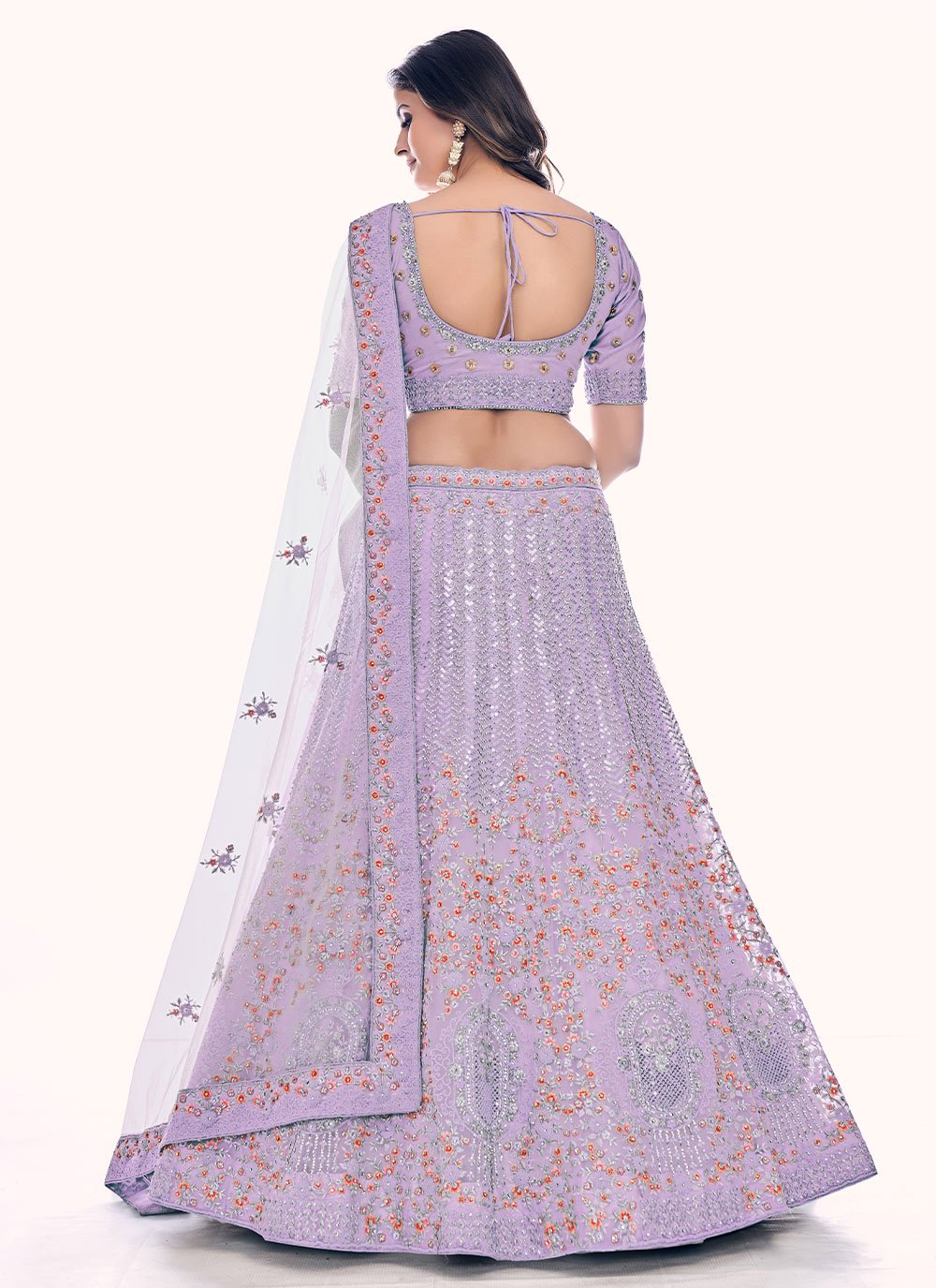 Lehenga Choli Net Purple Dori Work Lehenga Choli