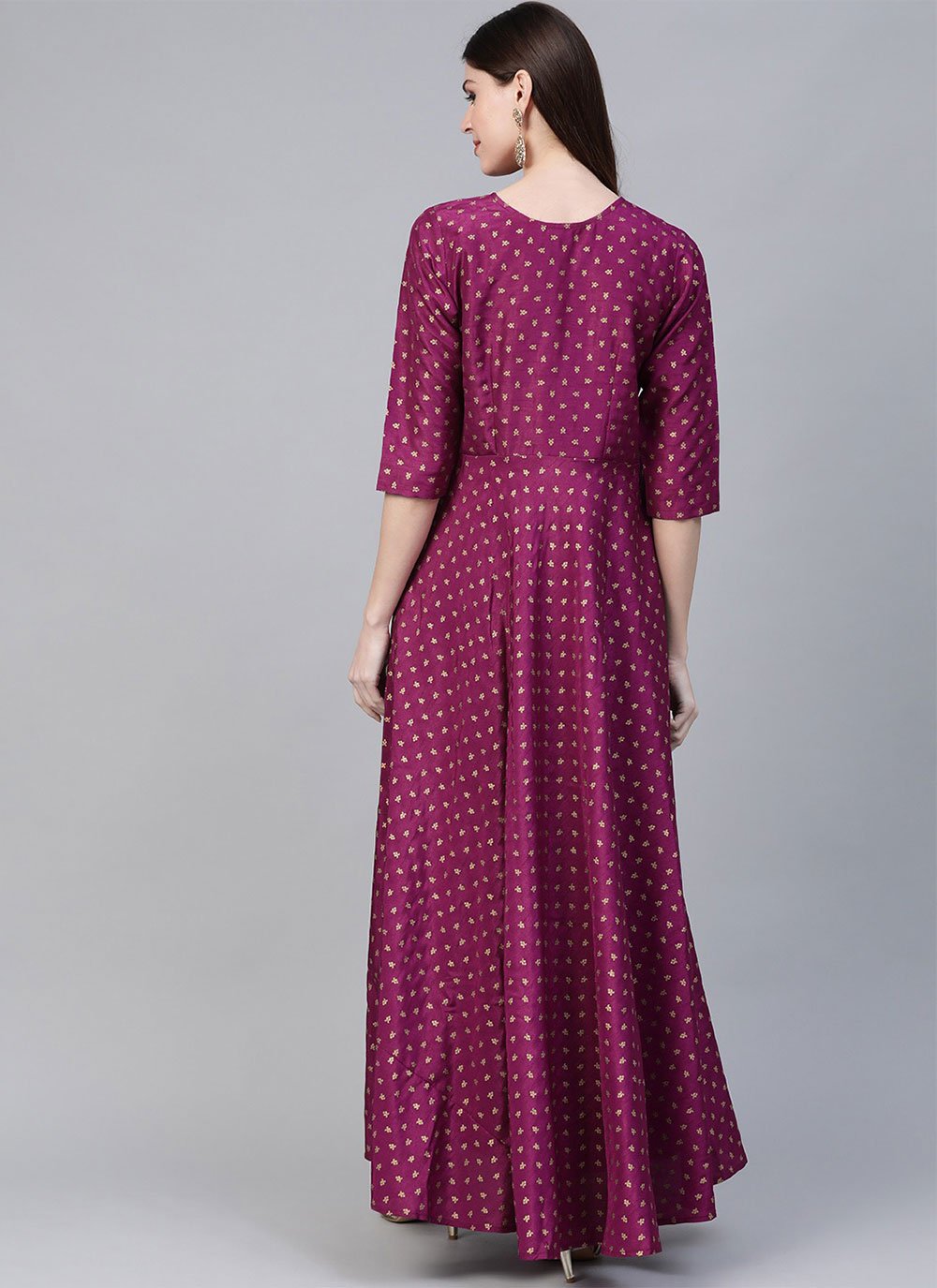 Designer Kurti Poly Silk Purple Print Kurtis