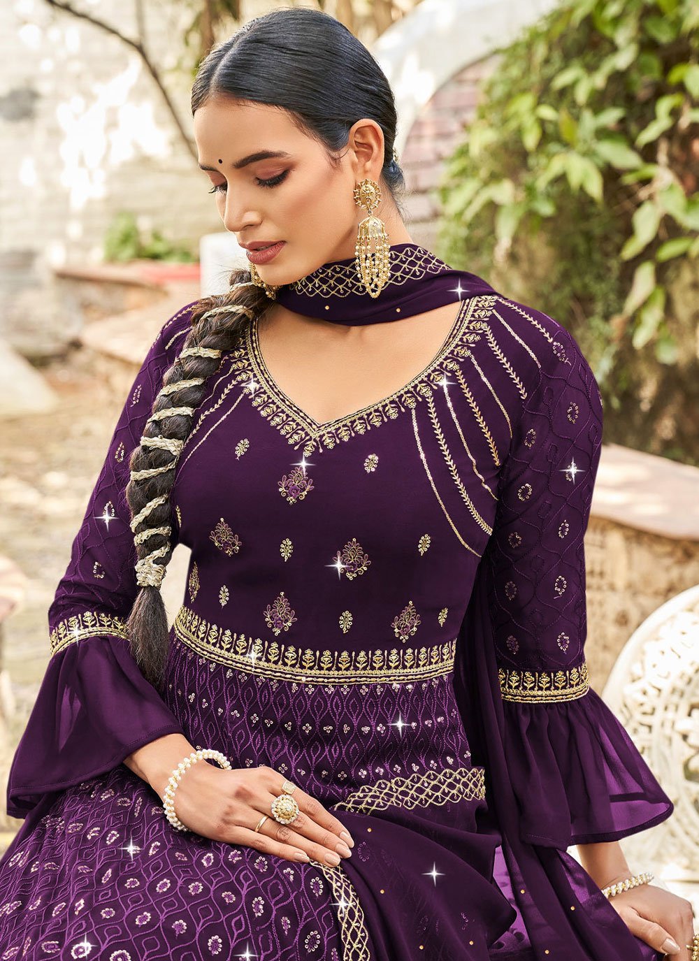 Salwar Suit Georgette Purple Diamond Salwar Kameez