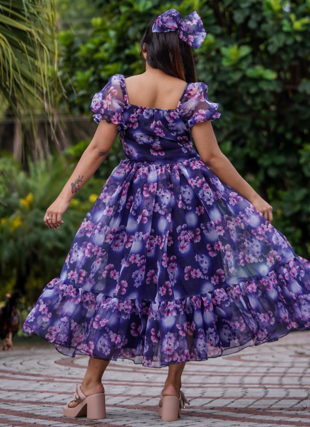 Gown Organza Purple Digital Print Gown