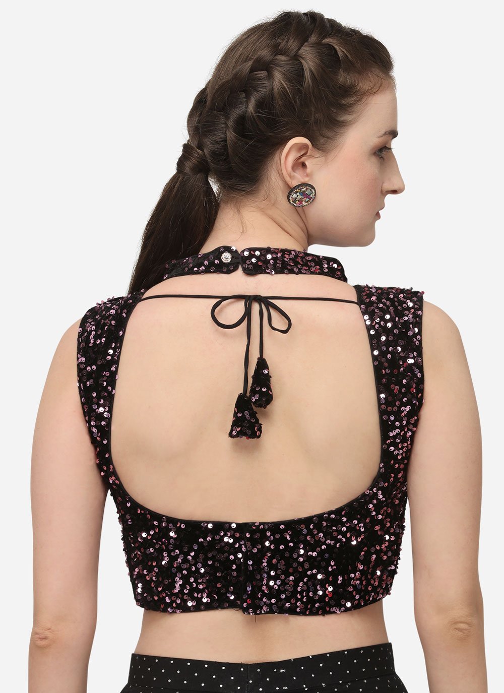 Blouse Velvet Purple Sequins Blouse